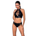 Комплект из эко-кожи Passion NANACY BIKINI XXL/XXXL, black, бра и трусики с имитацией шнуровки - Фото №1