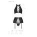 Комплект з еко-шкіри з імітацією шнурівки Passion NANCY SET L/XL black топ, трусики, пояс для панчіх - Фото №5