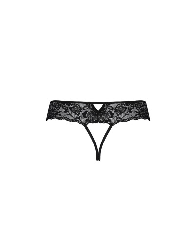 Кружевные стринги с доступом Passion SENIA THONG S/M, black - Фото №6