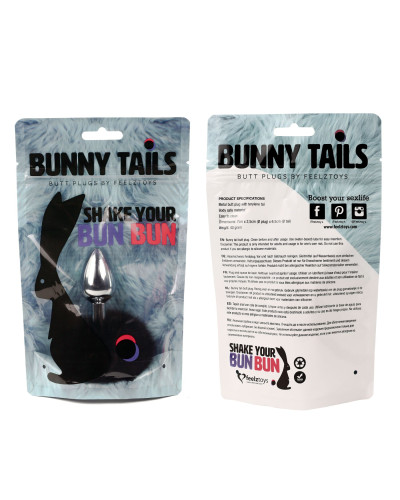 Анальная пробка FeelzToys - Bunny Tails Butt Plug Black - Фото №3