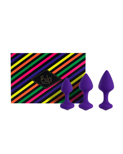 Набір силіконових анальних пробок FeelzToys - Bibi Butt Plug Set 3 pcs Purple - Фото №1