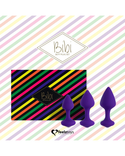Набір силіконових анальних пробок FeelzToys - Bibi Butt Plug Set 3 pcs Purple - Фото №4