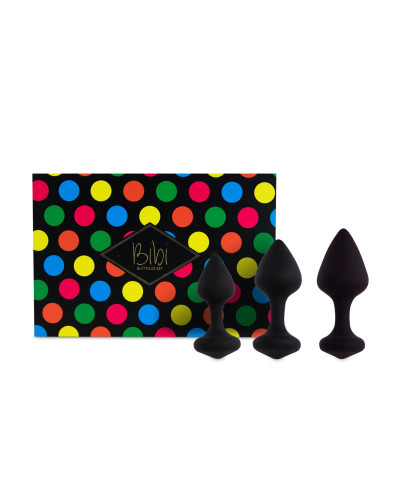 Набір силіконових анальних пробок FeelzToys - Bibi Butt Plug Set 3 pcs Black - Фото №1