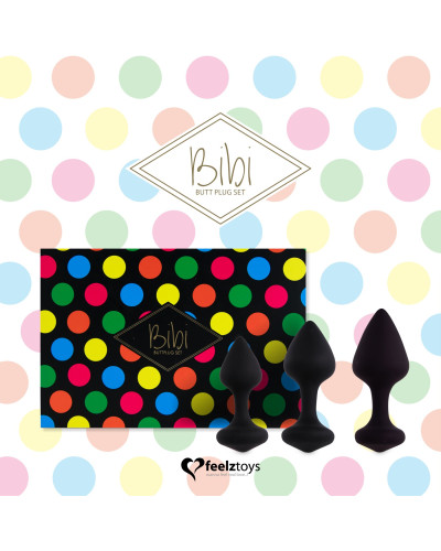 Набір силіконових анальних пробок FeelzToys - Bibi Butt Plug Set 3 pcs Black - Фото №4