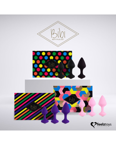Набір силіконових анальних пробок FeelzToys - Bibi Butt Plug Set 3 pcs Black - Фото №6