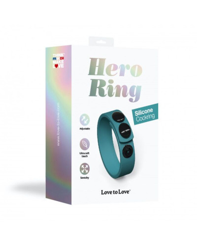 Регульоване ерекційне кільце на кнопках Love To Love HERO RING - TEAL ME - Фото №7