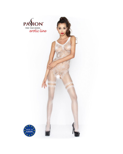 Бодістокінг Passion BS045 white, комбінезон, імітація панчох і боді - Фото №2