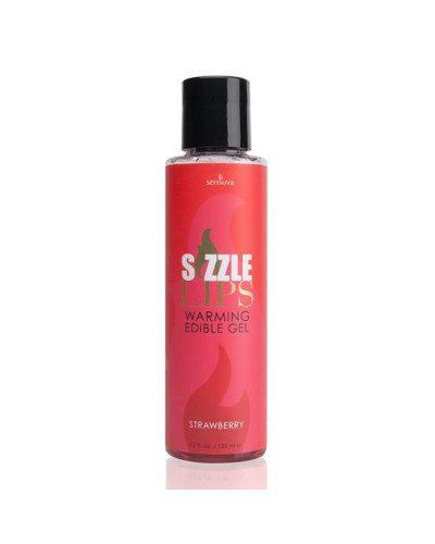 Зігрівальний масажний гель Sensuva Sizzle Lips Strawberry (125 мл), без цукру, їстівний - Фото №1
