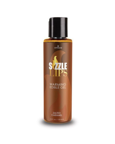 Зігрівальний масажний гель Sensuva Sizzle Lips Salted Caramel (125 мл), без цукру, їстівний - Фото №1