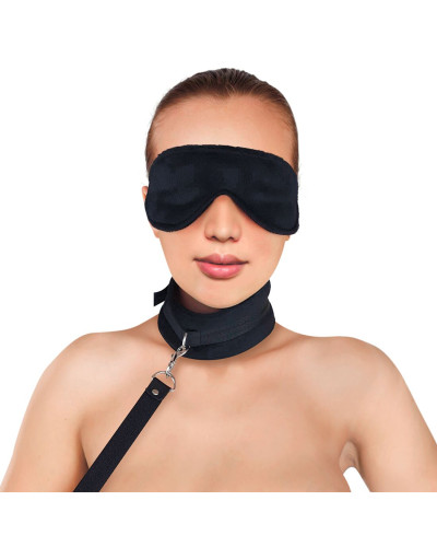 Набір нашийник з повідцем та маска Art of Sex – Soft Touch Light, чорний - Фото №1