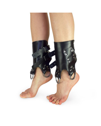 Поножи-манжеты для подвеса за ноги Art of Sex – Leg Cuffs For Suspension, черные, натуральная кожа - Фото №1
