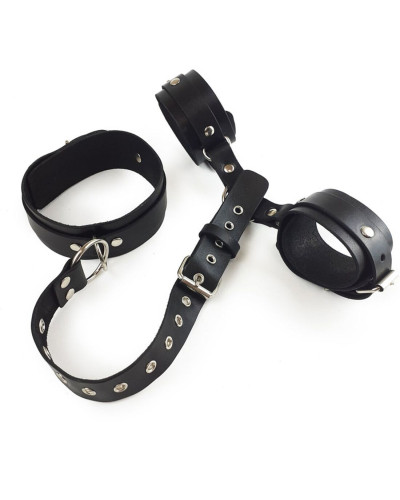 Фіксатори для шиї та рук Art of Sex - Bondage Set з натуральної шкіри, колір чорний - Фото №4