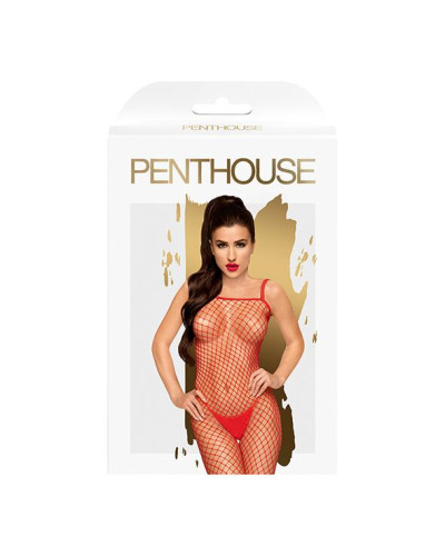 Бодистокинг в крупную сетку Penthouse - Body Search Red S/L - Фото №3