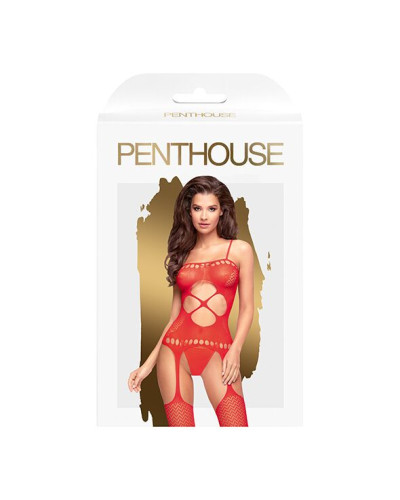 Бодістокінг з вирізом на животику Penthouse - Hot Nightfall Red S/L - Фото №3