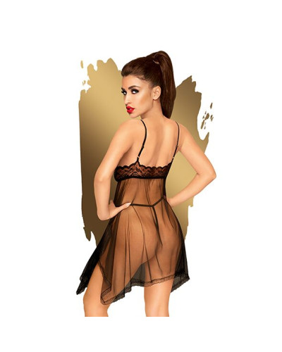 Бэби-долл с ажурным браллетом и ассиметричным подолом Penthouse - Naughty Doll Black L/XL - Фото №2