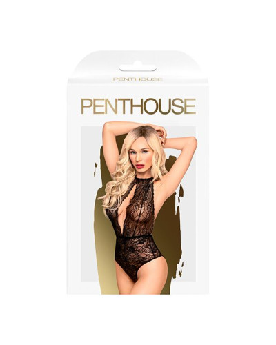 Боди с глубоким декольте и высокими трусиками Penthouse - Toxic Powder Black L/XL - Фото №3
