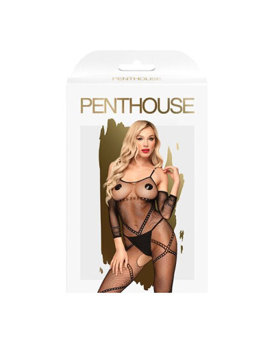 Бодістокінг з контрастним візерунком Penthouse - Under Arrest Black S/L - Фото №3