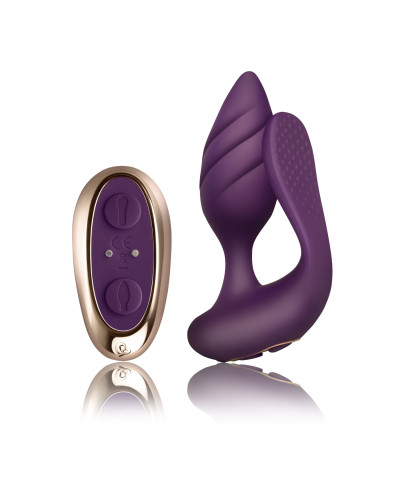 Анально-вагинальный вибратор для пар Rocks Off Cocktail Purple, пульт ДУ - Фото №1