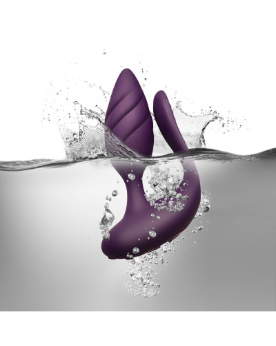Анально-вагинальный вибратор для пар Rocks Off Cocktail Purple, пульт ДУ - Фото №3