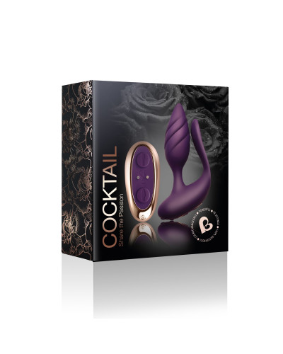 Анально-вагинальный вибратор для пар Rocks Off Cocktail Purple, пульт ДУ - Фото №6