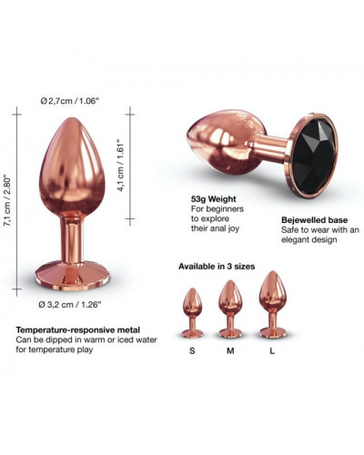 Металева анальна пробка із прикрасою у вигляді кристалу Dorcel - Diamond Plug Rose Gold S - Фото №3