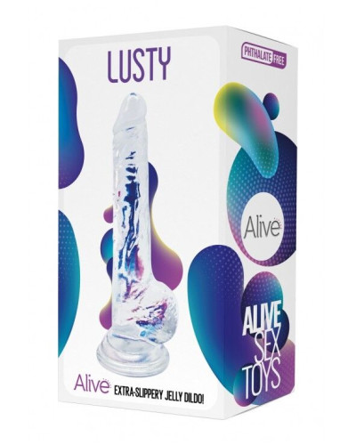 Прозрачный фаллоимитатор Alive Jelly Dildo Lusty, ТПЕ, присоска, диаметр 3,2см, длина 18см - Фото №2