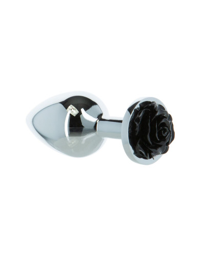 Металева анальна пробка Lux Active з трояндою - Rose Anal Plug - Black, віброкуля в подарунок - Фото №2