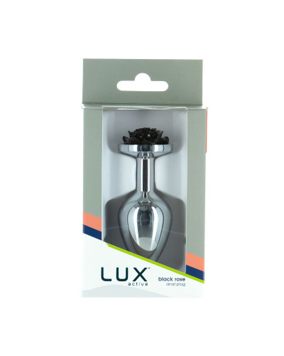Металева анальна пробка Lux Active з трояндою - Rose Anal Plug - Black, віброкуля в подарунок - Фото №5