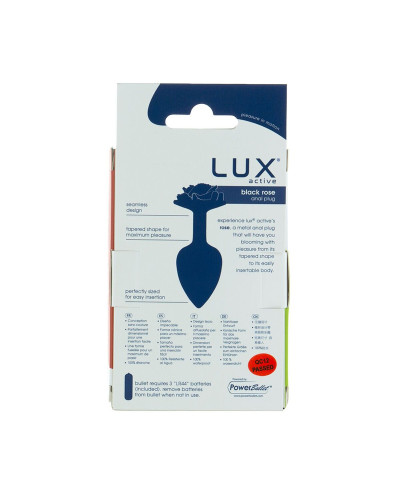 Металева анальна пробка Lux Active з трояндою - Rose Anal Plug - Black, віброкуля в подарунок - Фото №6