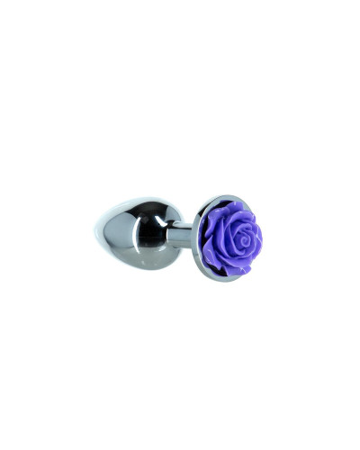 Металлическая анальная пробка Lux Active с розой - Rose Anal Plug - Purple, вибропуля в подарок - Фото №2