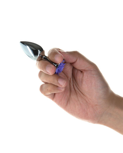 Металлическая анальная пробка Lux Active с розой - Rose Anal Plug - Purple, вибропуля в подарок - Фото №4