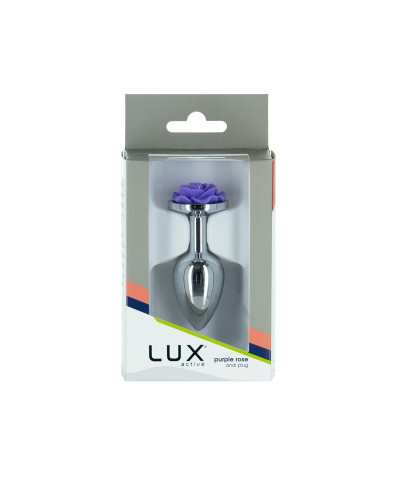 Металлическая анальная пробка Lux Active с розой - Rose Anal Plug - Purple, вибропуля в подарок - Фото №5