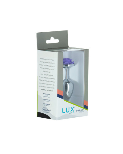 Металлическая анальная пробка Lux Active с розой - Rose Anal Plug - Purple, вибропуля в подарок - Фото №7