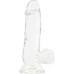 Прозорий фалоімітатор на присосці ADDICTION — Clear Dildo with Balls 6″, віброкуля в подарунок - Фото №1