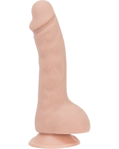 Изогнутый фаллоимитатор на присоске ADDICTION — BRAD 7,5″ Dildo With Balls, Beige - Фото №1