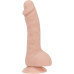 Изогнутый фаллоимитатор на присоске ADDICTION — BRAD 7,5″ Dildo With Balls, Beige - Фото №1