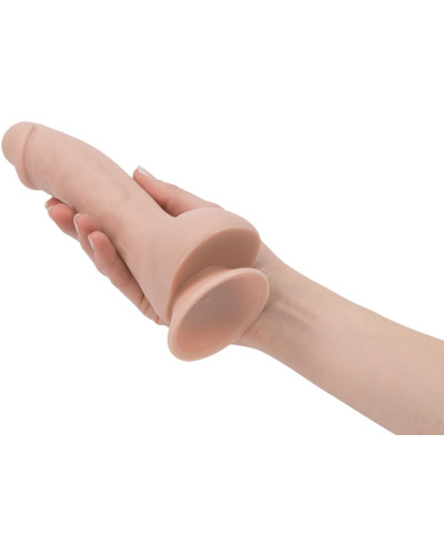 Изогнутый фаллоимитатор на присоске ADDICTION — BRAD 7,5″ Dildo With Balls, Beige - Фото №4