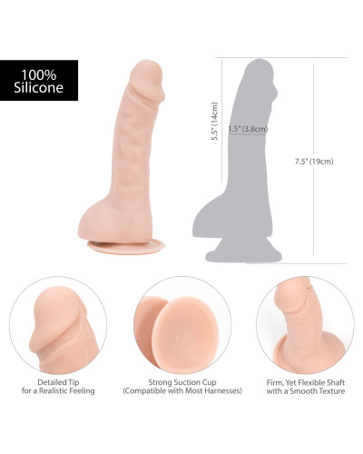 Изогнутый фаллоимитатор на присоске ADDICTION — BRAD 7,5″ Dildo With Balls, Beige - Фото №5