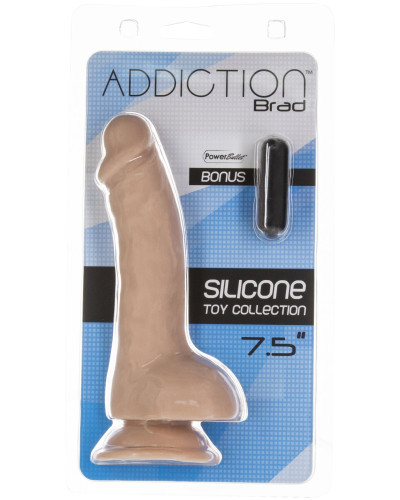 Изогнутый фаллоимитатор на присоске ADDICTION — BRAD 7,5″ Dildo With Balls, Beige - Фото №6