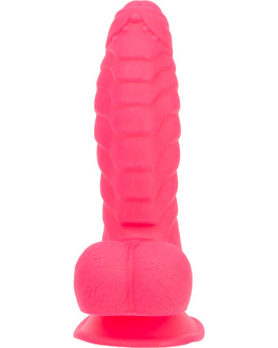 Ребристий фалоімітатор на присосці ADDICTION — Tom 7″ Dildo With Balls — Pink, віброкуля в подарунок - Фото №2