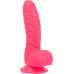 Ребристий фалоімітатор на присосці ADDICTION — Tom 7″ Dildo With Balls — Pink, віброкуля в подарунок - Фото №3
