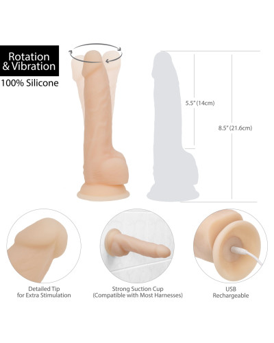 Фалоімітатор з вібрацією та ротацією Naked ADDICTION James 8″ Rotating & Vibrating Dong, пульт ДК - Фото №5