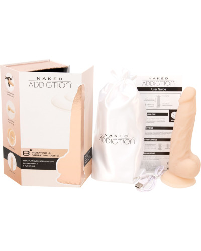 Фалоімітатор з вібрацією та ротацією Naked ADDICTION James 8″ Rotating & Vibrating Dong, пульт ДК - Фото №7