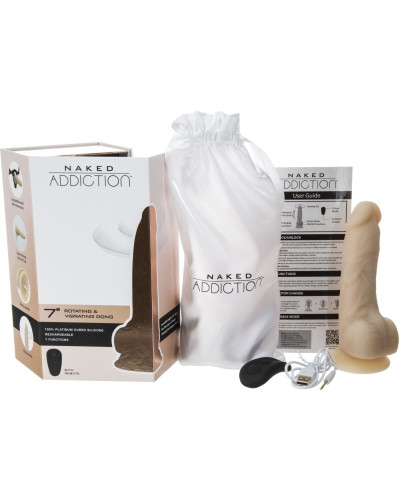 Фаллоимитатор с вибрацией и ротацией Naked ADDICTION Chris 7″ Rotating & Vibrating Dong, пульт ДУ - Фото №6