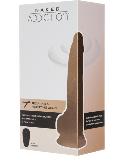 Фаллоимитатор с вибрацией и ротацией Naked ADDICTION Chris 7″ Rotating & Vibrating Dong, пульт ДУ - Фото №7