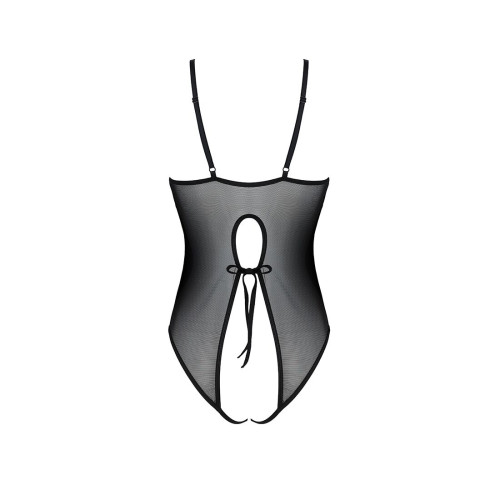 Боді з ажурним декором та відкритим кроком Passion URSULA BODY L/XL, black
