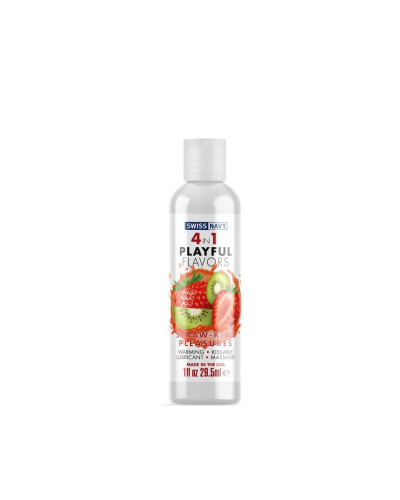 Лубрикант на водній основі Swiss Navy 4 in 1 Straw-Kiwi Pleasures 29,5мл - Фото №1