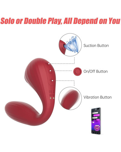 Вакуумный вагинально-клиторальный стимулятор Magic Motion Bobi Red, управление со смартфона - Фото №4