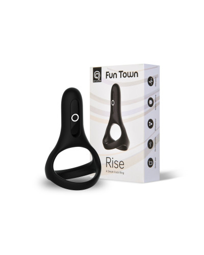 Подвійне ерекційне кільце Fun Town Rise Black, керування зі смартфона - Фото №1
