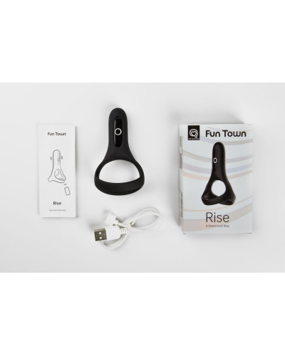 Подвійне ерекційне кільце Fun Town Rise Black, керування зі смартфона - Фото №4
